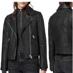 NWOT AllSaints Dalby Leather Biker Jacket in Black - Size US 6 #922